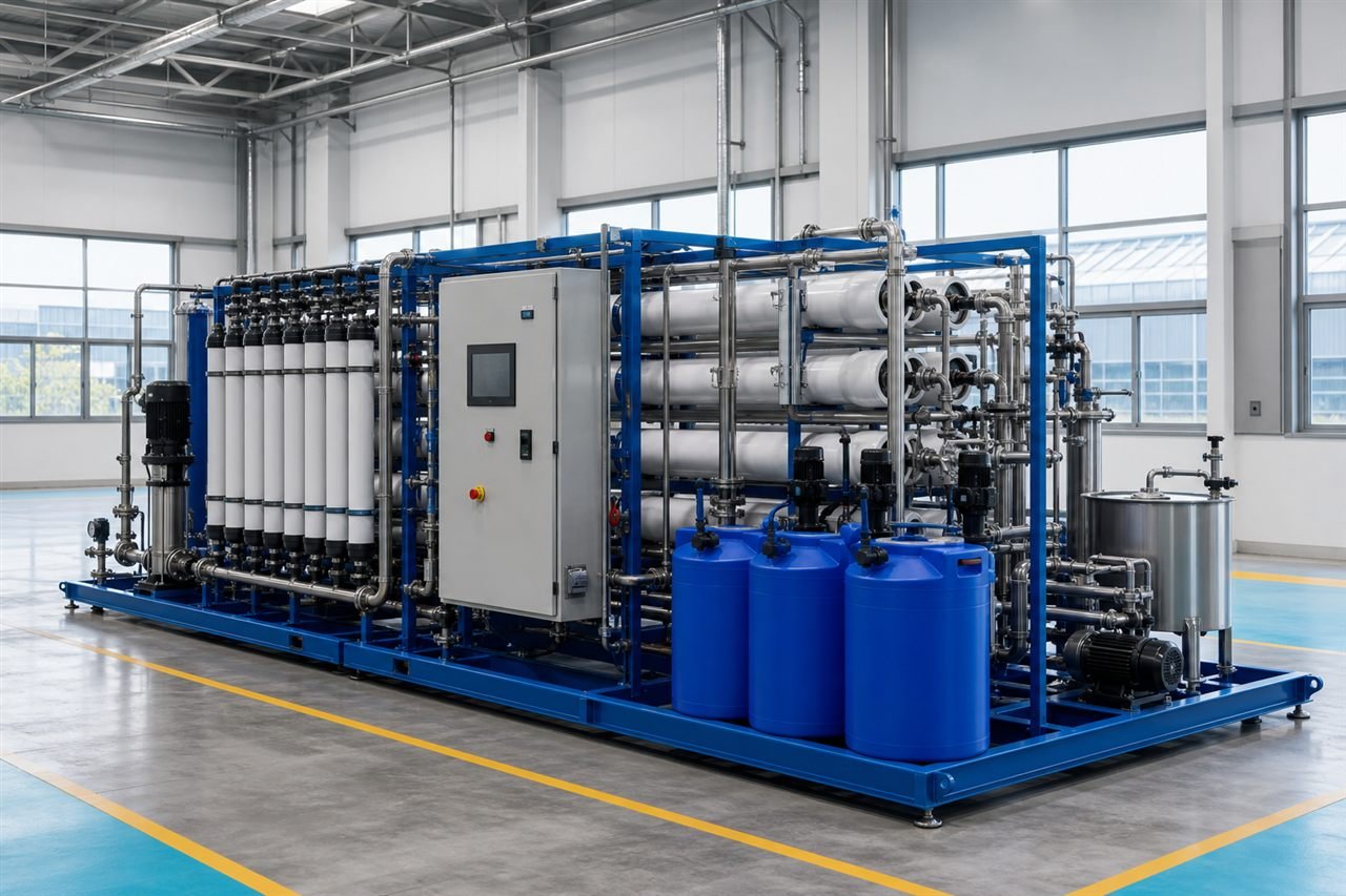 Modular ultrafiltration and reverse osmosis wastewater recycling plant